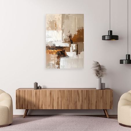 Obraz do salonu sypialni kuchni biura loftu, Beżowa brązowa nowoczesna abstrakcja boho 30x45cm