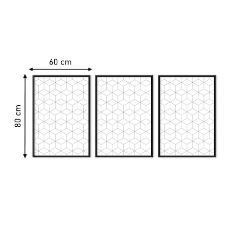 ZESTAW 3X PLAKAT W RAMIE FIGURY GEOMETRYCZNE STYL BOHO MINIMALIZM 60x80cm
