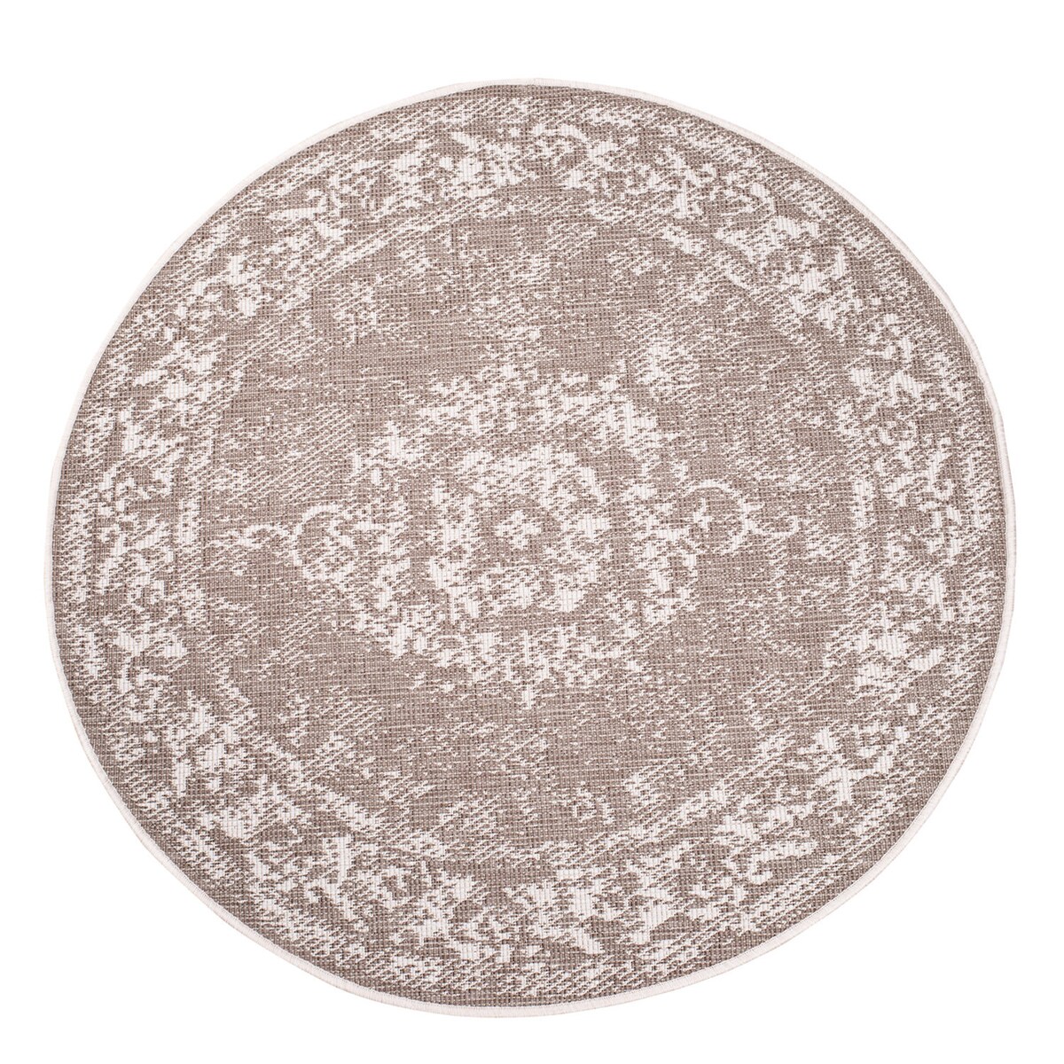 Funkcjonalny dywan okrągły na zewnątrz i do wnętrz, dwustronny DUO 55770 Krem 160x160