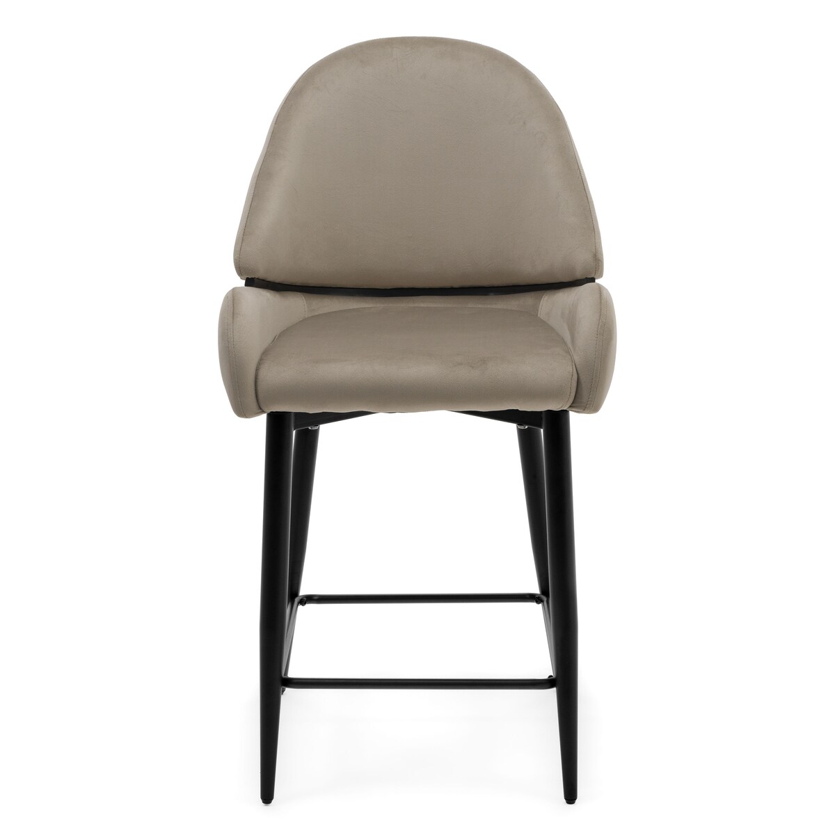 Hoker tapicerowany welurowy do salonu BERGAMO ciemnobeżowy