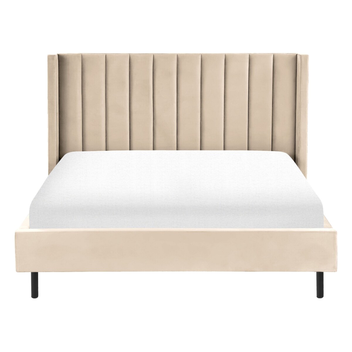 Łóżko welurowe 160 x 200 cm beżowe VILLETTE