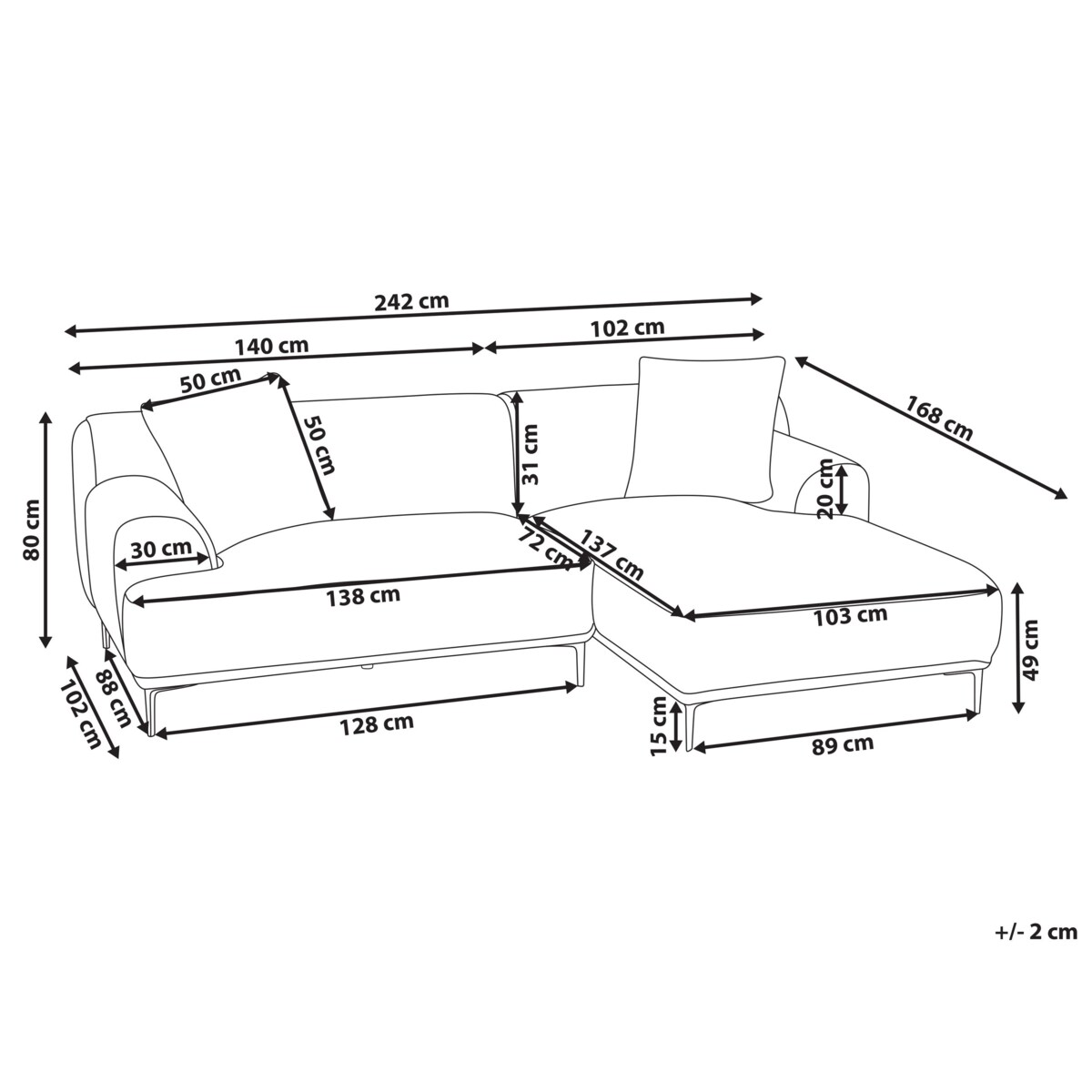 Narożnik prawostronny sztruksowy brązowy STENUM
