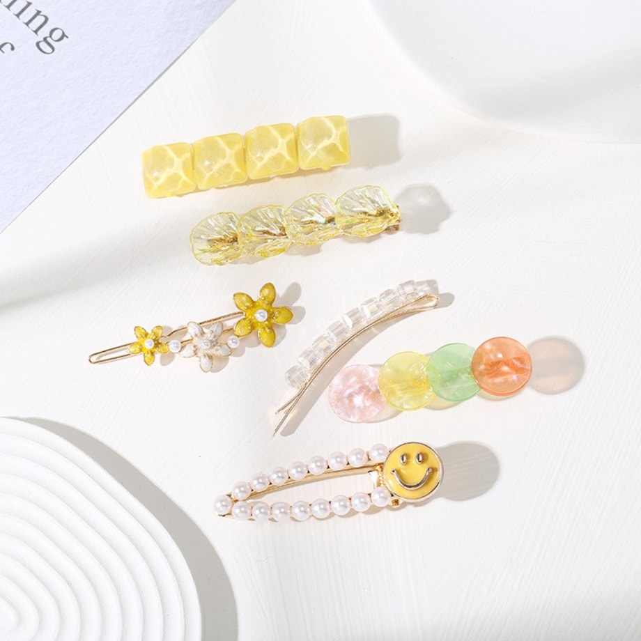 Zestaw 6 sztuk zdobionych Eleganckich Spinek do włosów SP398