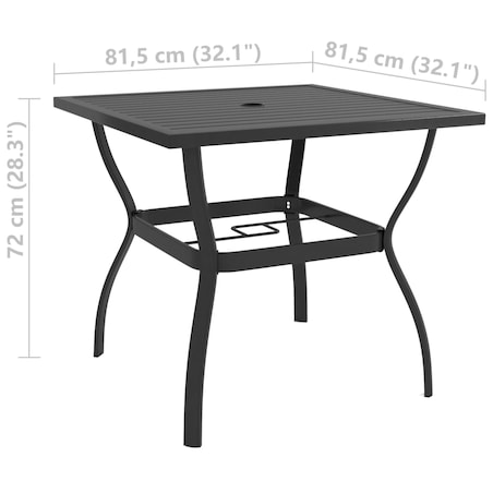 vidaXL Stół ogrodowy, antracytowy, 81,5 x 81,5 x 72 cm, stal