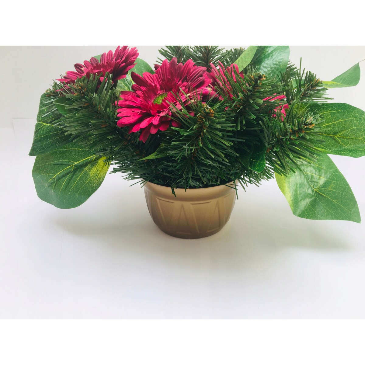 GOTOWY STROIK bukiet podkład w doniczce na cmentarz grób mamy z kwiatami