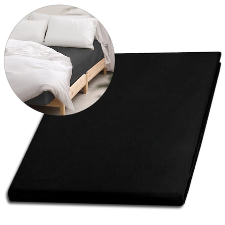 Prześcieradło satynowe bez gumki 160x220 kolor Czarny