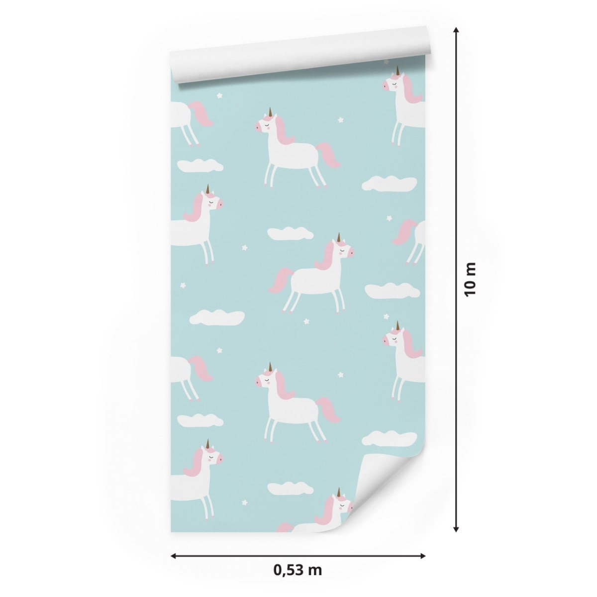 Tapeta Ozdobna Do Pokoju Dziecka JEDNOROŻCE Chmury Bajka