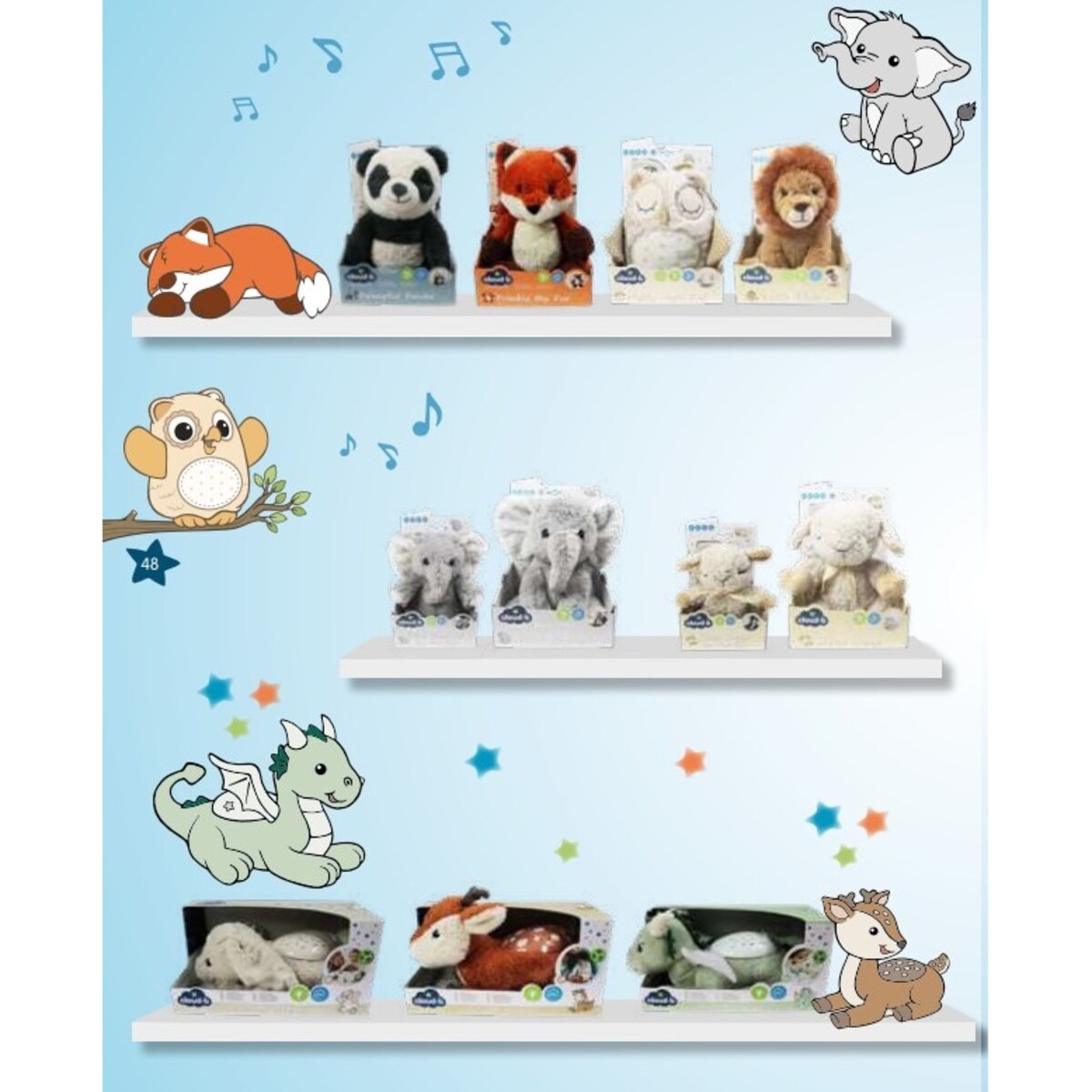 Szumiący lisek z pozytywką - Cloud b® Frankie the Fox™