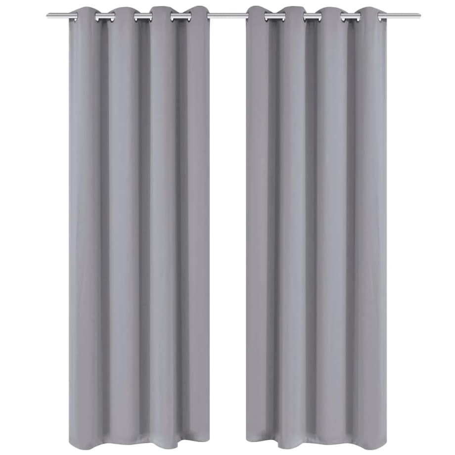 vidaXL Zasłony zaciemniające z kółkami, 2 szt., 135 x 175 cm, szare