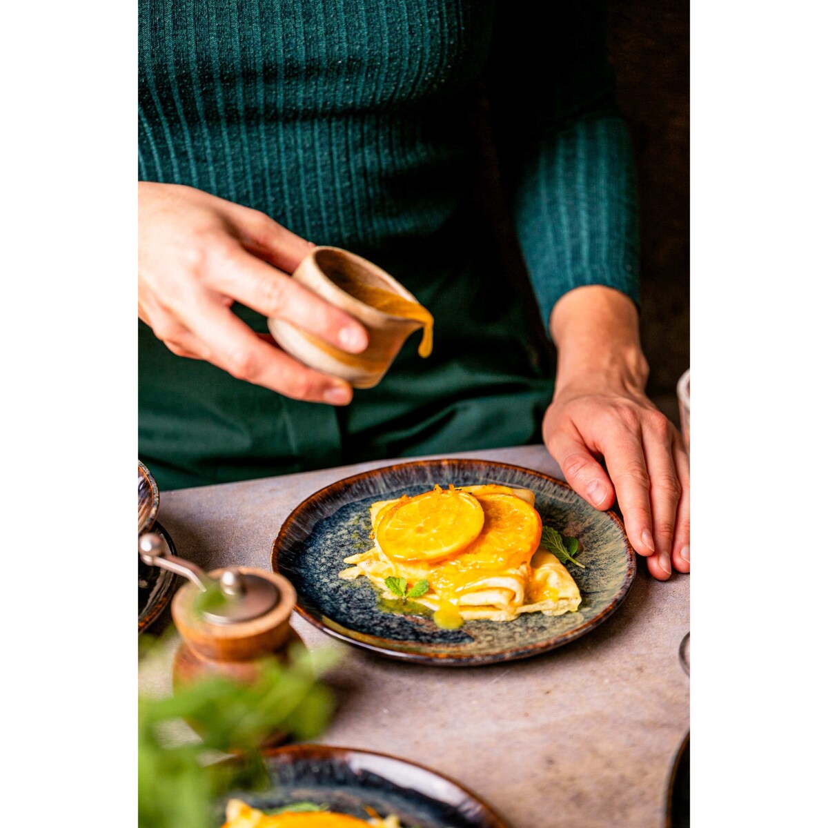 Serwis obiadowy Kasai Żółto-zielony na 6 osób 18 szt. Nowoczesny Do zmywarki Komplet talerzy