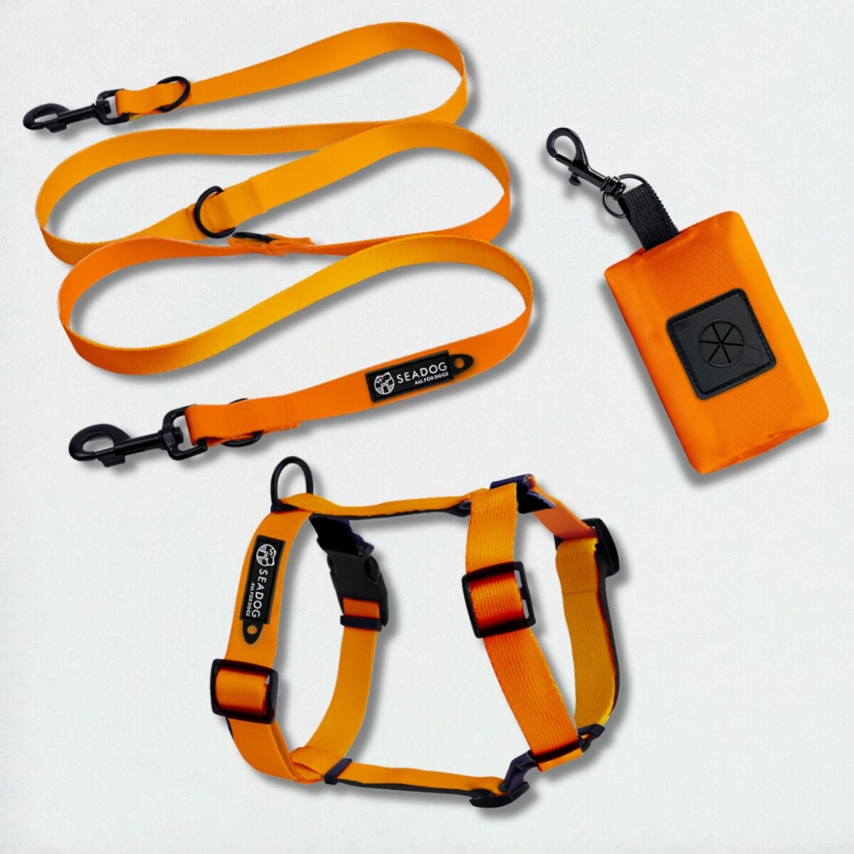 Zestaw: szelki guard, smycz i saszetka na kupoworki, rozmiar S