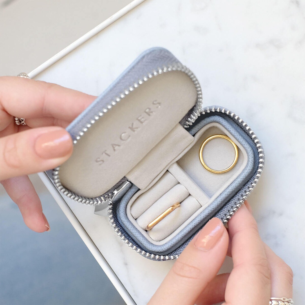 Pudełko podróżne na biżuterię Travel Mini Stackers dusky blue