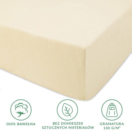 Prześcieradło jersey z gumką 60x120 kolor Krem