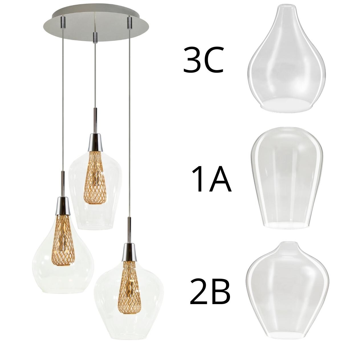 Lampa wisząca kaskada Dyson 3861 Polux potrójna szklana chrom