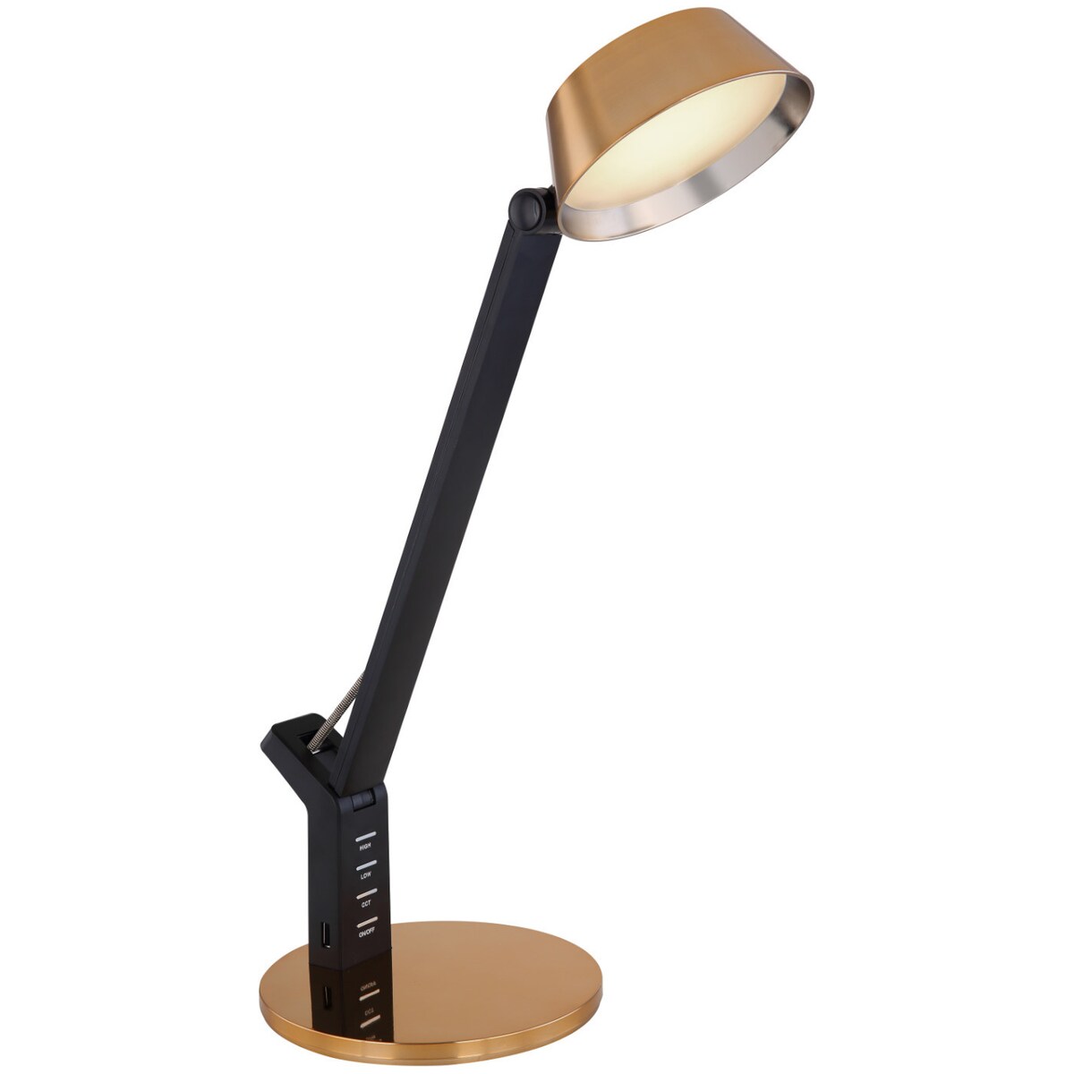 Stołowa LAMPA stojąca URSINO 58423 Globo biurkowa LAMPKA metalowa LED 8W 3000K - 6300K z portem USB czarna złota