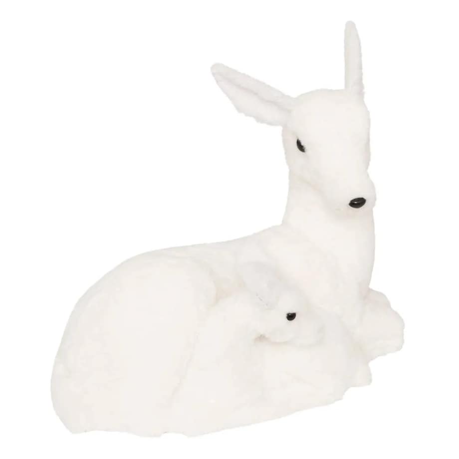 Duża figurka - sarenka biała z dzieckiem, 42 cm