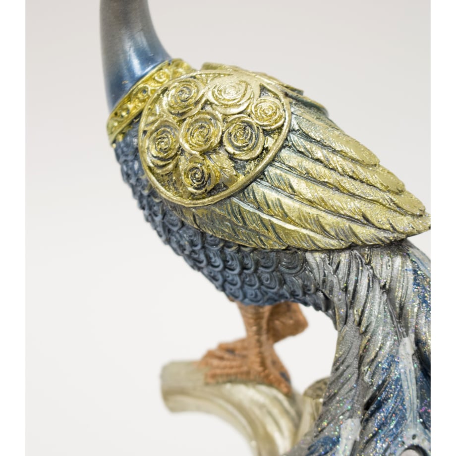 Dekoracja - Paw 37x15x10,5 cm PAVO-4 złoto-niebieski