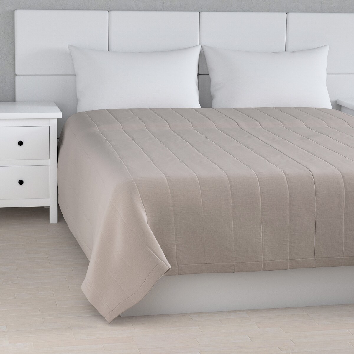 Narzuta pikowana w pasy 130x210 beżowy welwet