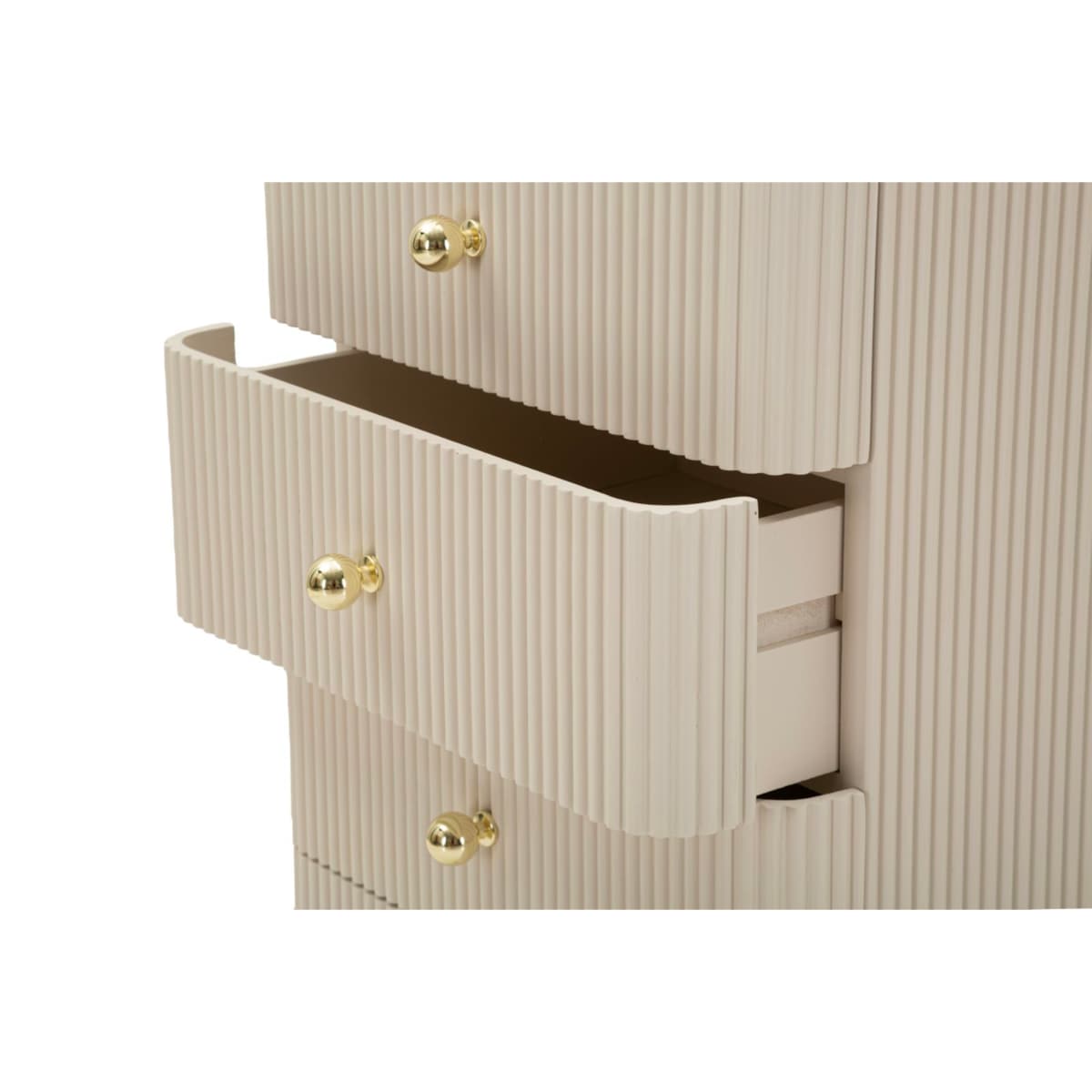 Komoda Shy Drawers, kolor biały i złoty, drewno sosnowe, płyta MDF i żelazo, 37,5 x 34 x 89 cm, Mauro Ferretti