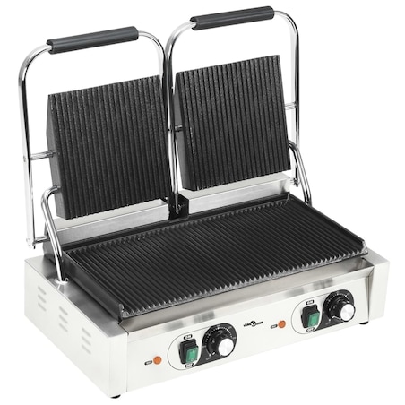 vidaXL Podwójny opiekacz do panini, żebrowany, 3600 W, 57x30,5x20 cm