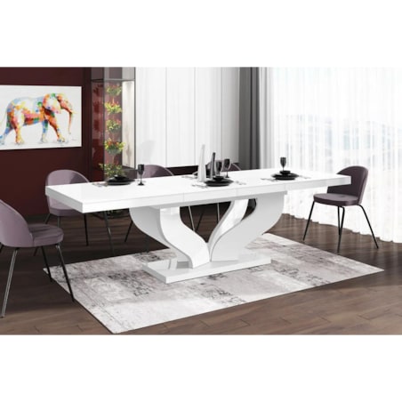 Stół VIVA 160(256)x89 biały połysk rozkładany