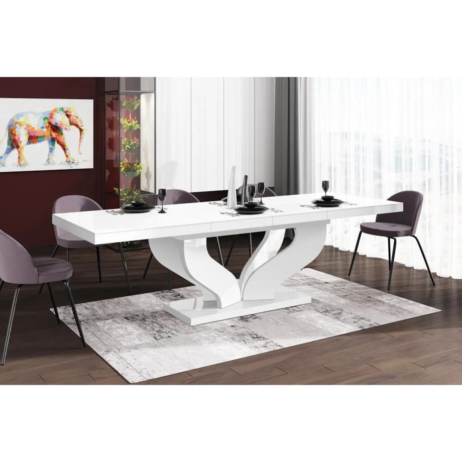 Stół VIVA 160(256)x89 biały połysk rozkładany