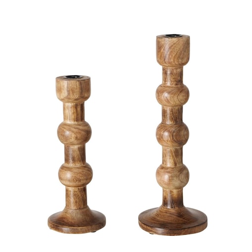 Drewniane świeczniki rzeźbione BUBBLES, 2 sztuki