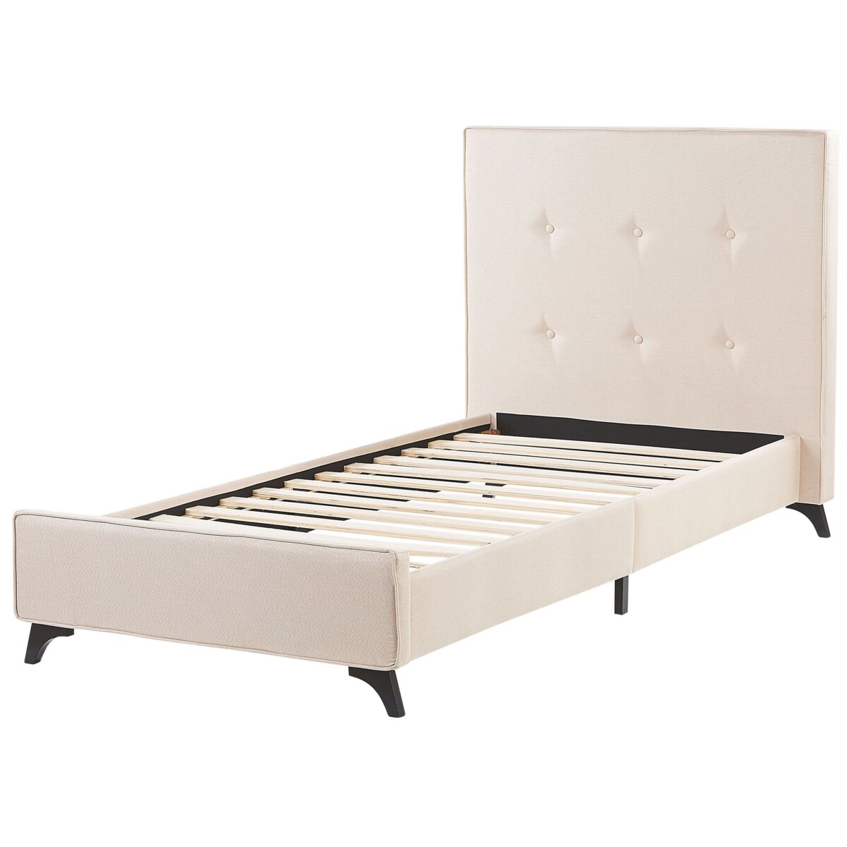 Łóżko tapicerowane 90 x 200 cm beżowe AMBASSADOR