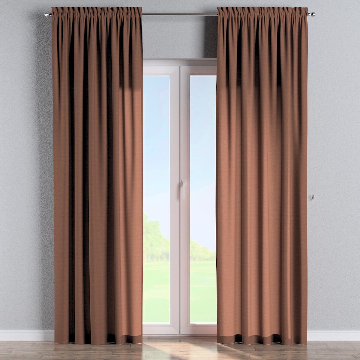 Zasłona na kanale z grzywką 1 szt. 130x245 brązowy