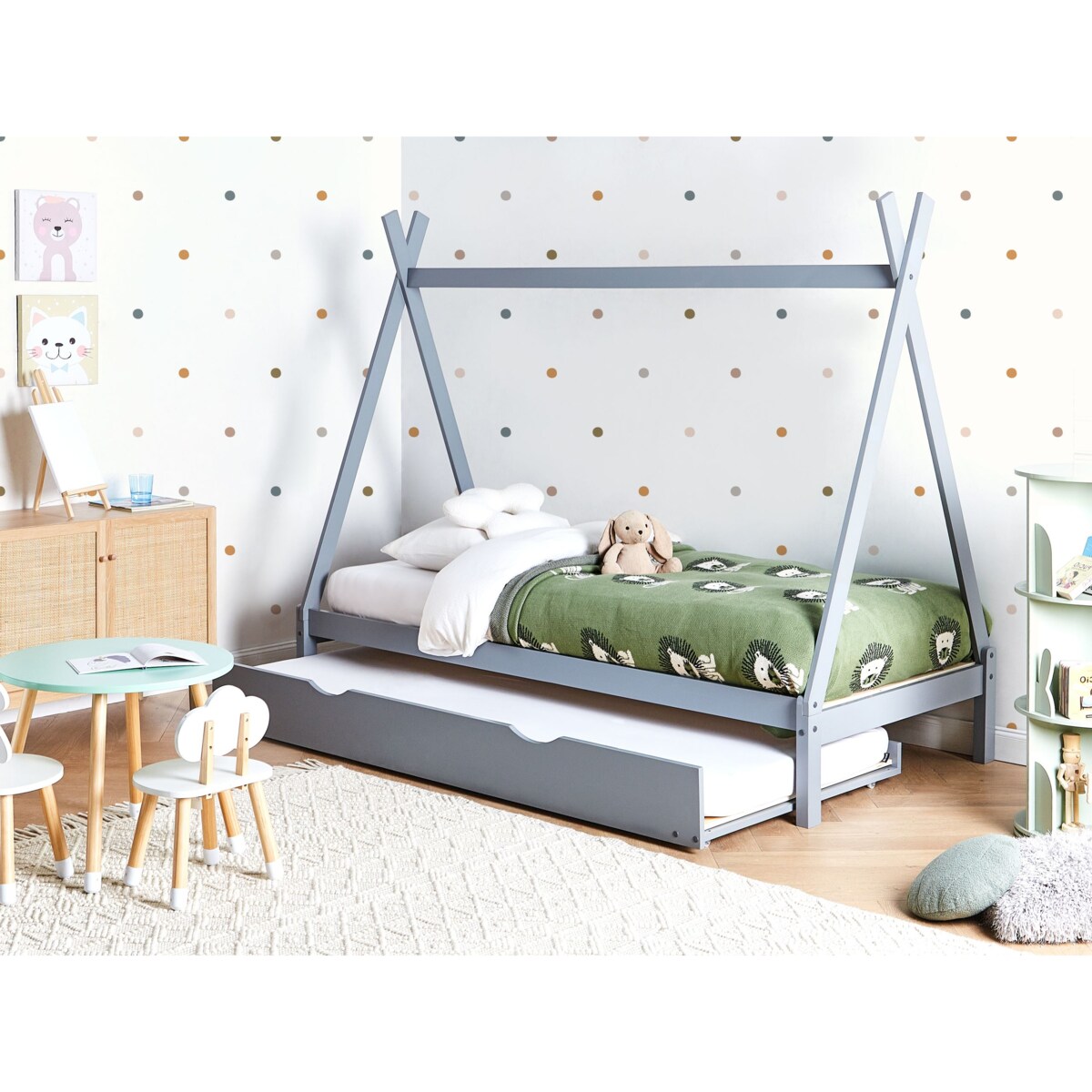 Łóżko wysuwane Drewno sosnowe TALMONTIERS 90 x 200 cm Szary