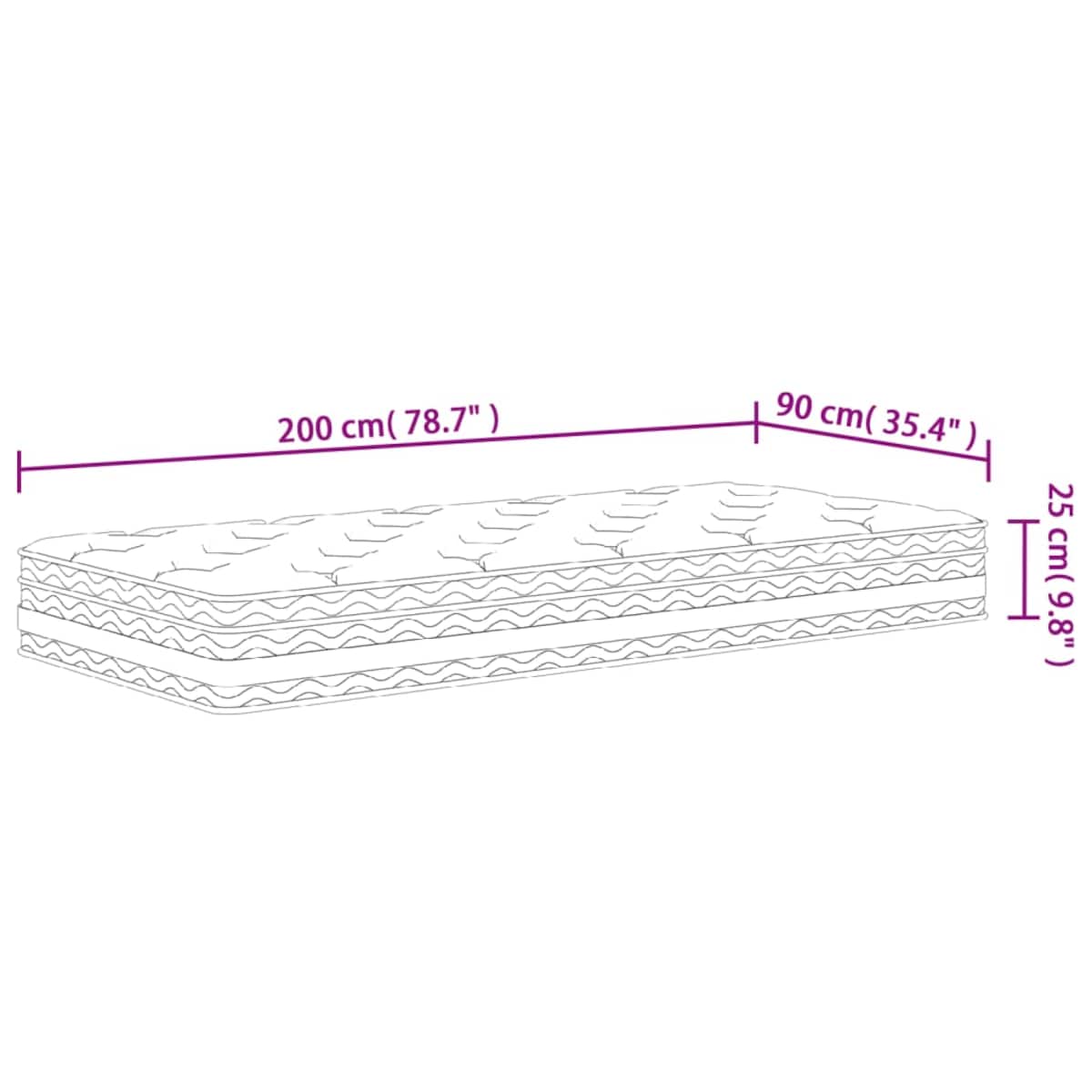 vidaXL Materac kieszeniowy, średnia twardość, 90x200 cm