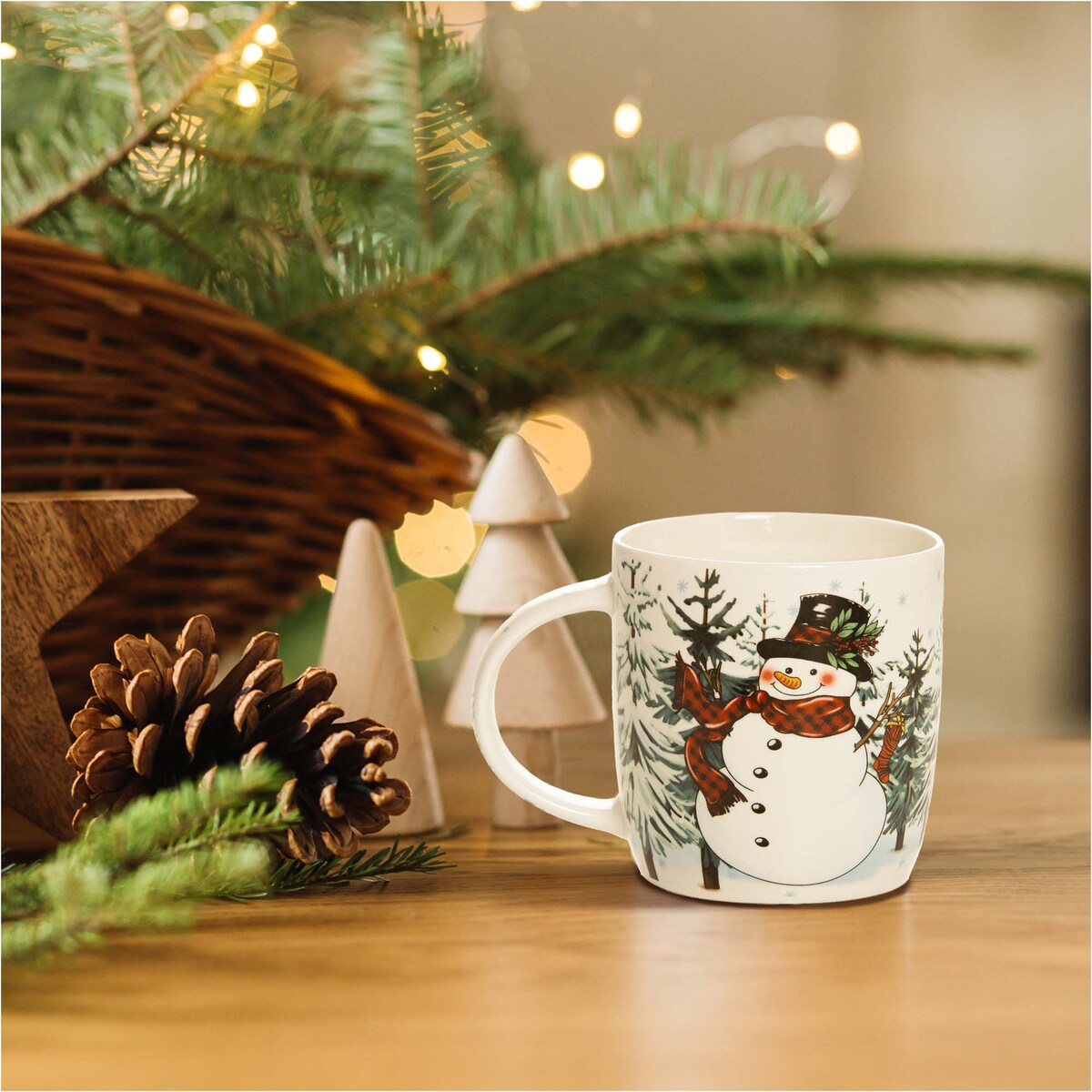 Kubek Świąteczny Ceramiczny Na Prezent 370 Ml Boże Narodzenie Bałwan