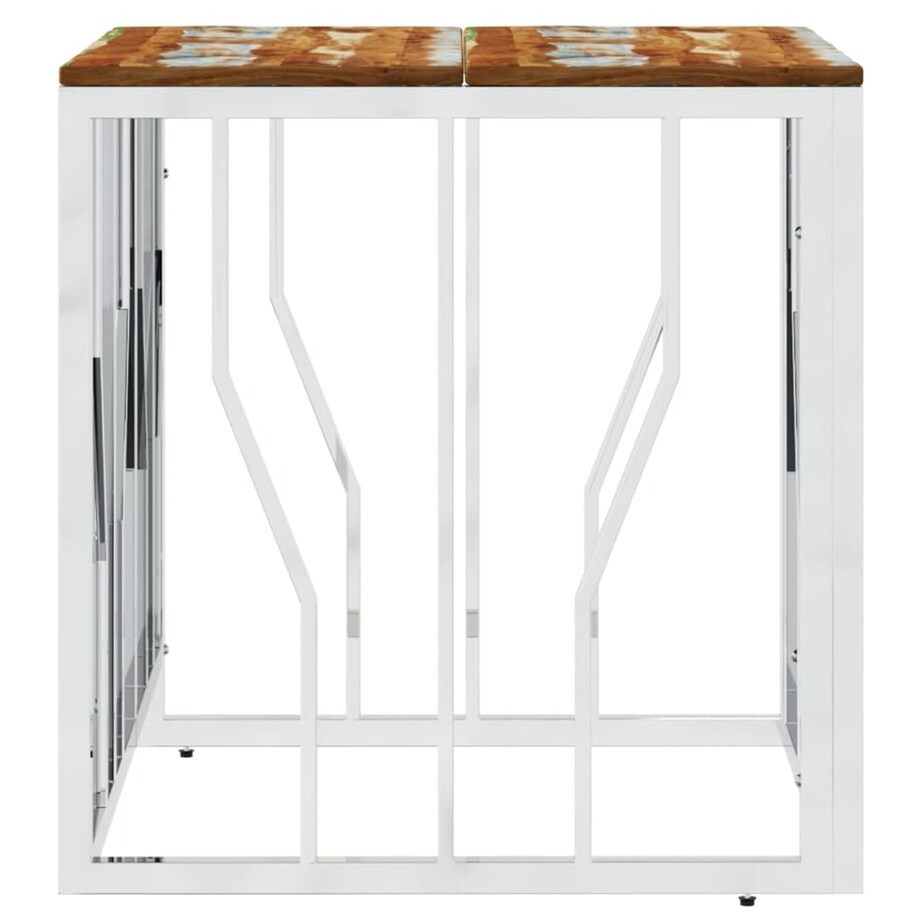 vidaXL Stolik kawowy, srebrny, stal nierdzewna i lite drewno z odzysku