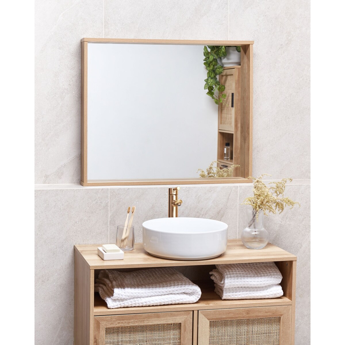 Lustro ścienne ROSELL MDF Jasne drewno