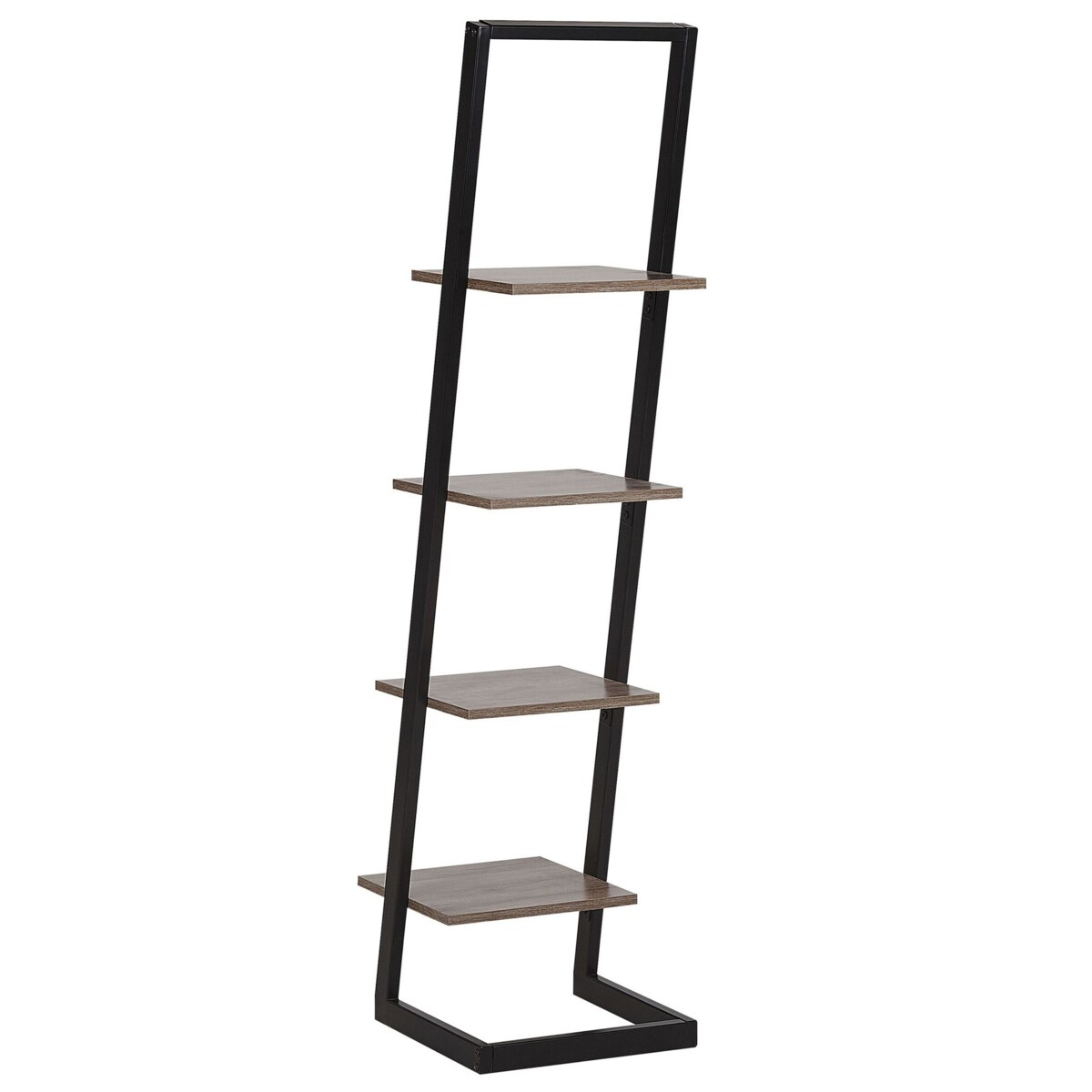 Regał 4 półki czarny z ciemnym drewnem JOPLIN