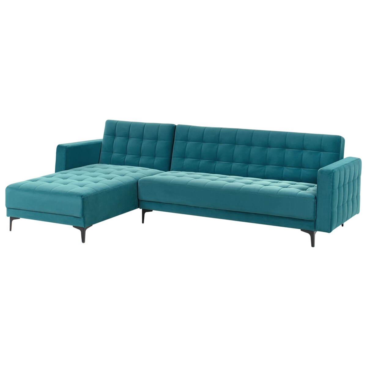 Sofa prawostronna rozkładana welurowa morska ABERDEEN