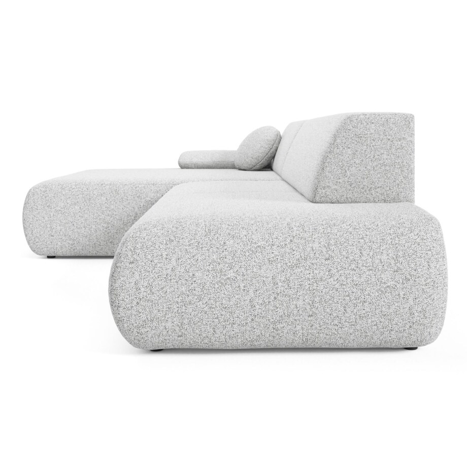 Narożnik rozkładany PENTI z pojemnikiem na pościel, lewy, jasno-szary