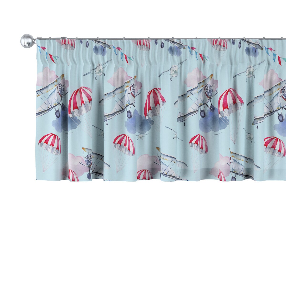 Lambrekin na taśmie marszczącej 260x40 niebiesko-różowy