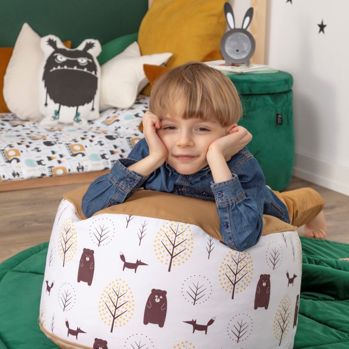 Puf dwukolorowy Coli, ecru-niebieski, 50x25 cm, Magic Collection