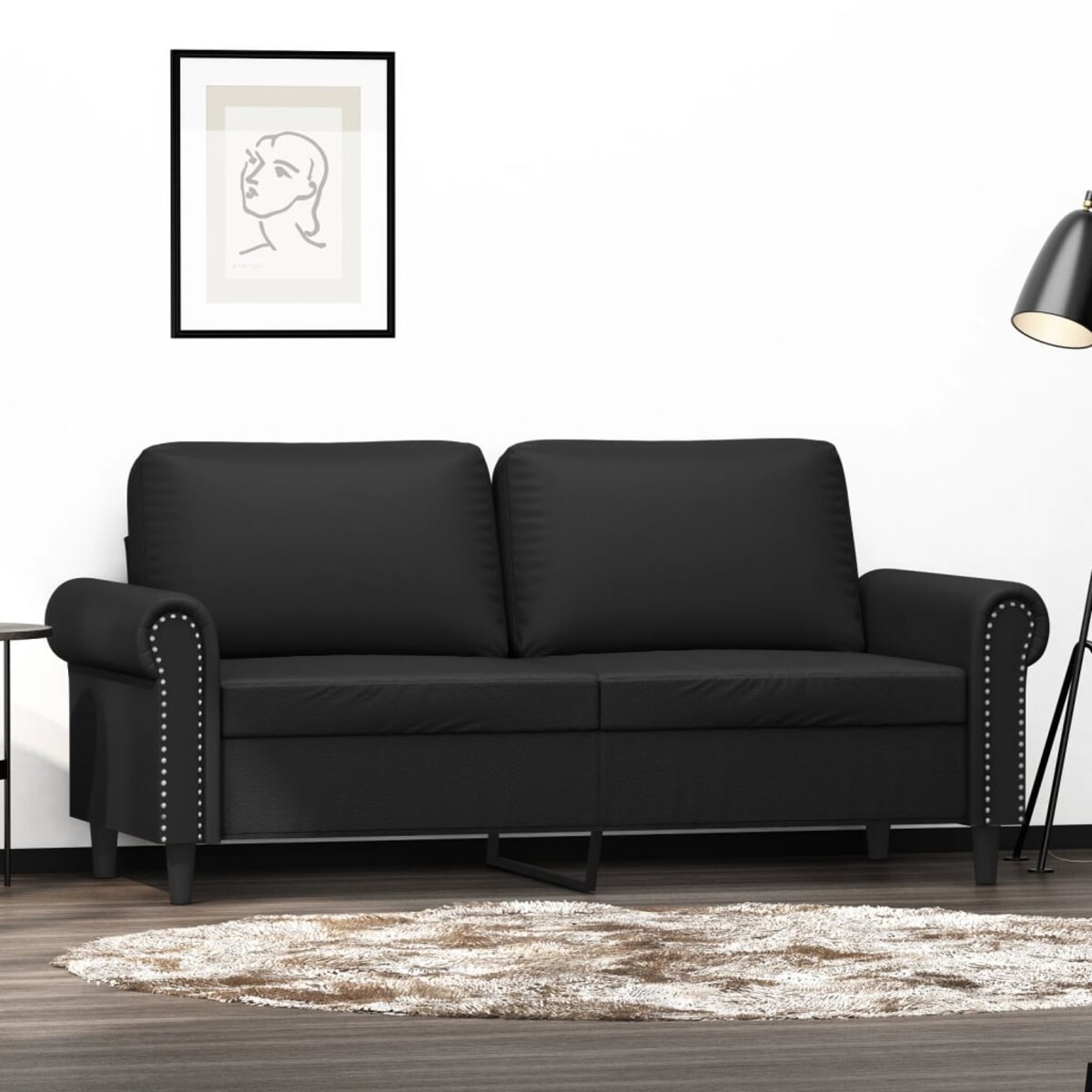 vidaXL 2-osobowa sofa, czarna, 140 cm, sztuczna skóra