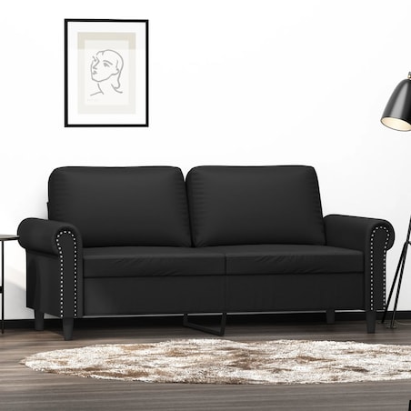 vidaXL 2-osobowa sofa, czarna, 140 cm, sztuczna skóra