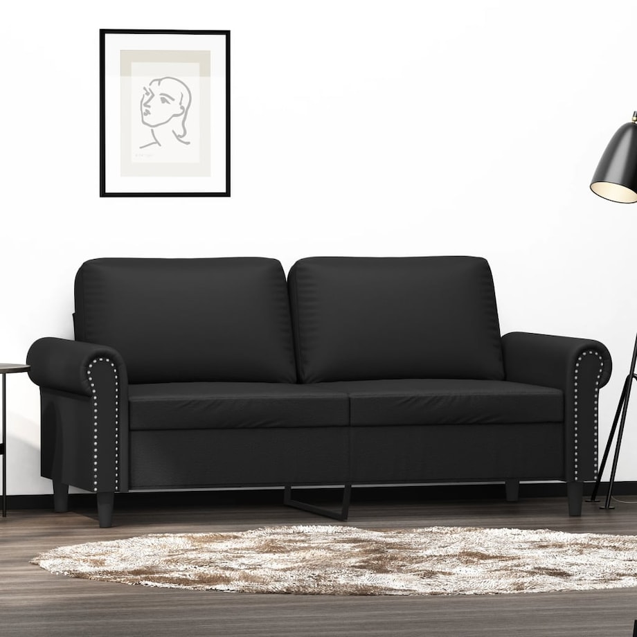 vidaXL 2-osobowa sofa, czarna, 140 cm, sztuczna skóra
