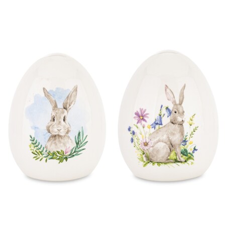 Dekoracja - 2 pisanki z zajączkami 15x11x11 cm