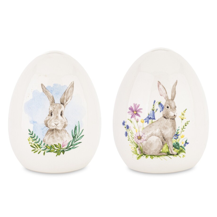 Dekoracja - 2 pisanki z zajączkami 15x11x11 cm