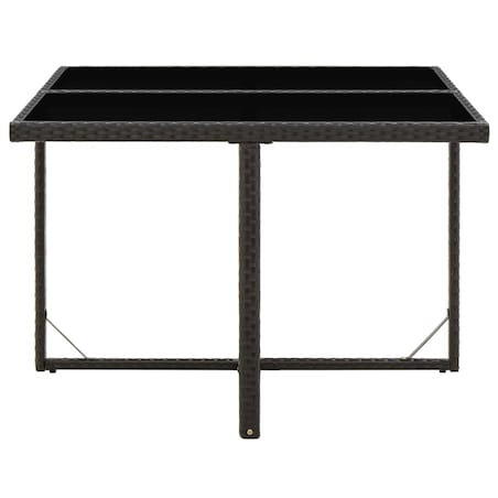 vidaXL Stół ogrodowy, czarny, 109x107x74 cm, polirattan i szkło