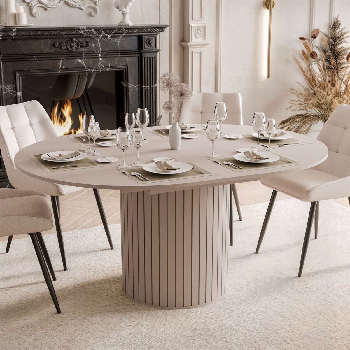 Stół rozkładany ELODIE 120 - 160 cm, kaszmir