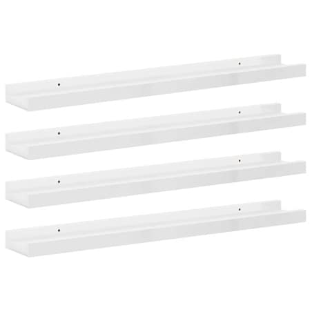 vidaXL Półki ścienne, 4 szt., wysoki połysk, białe, 60x9x3 cm