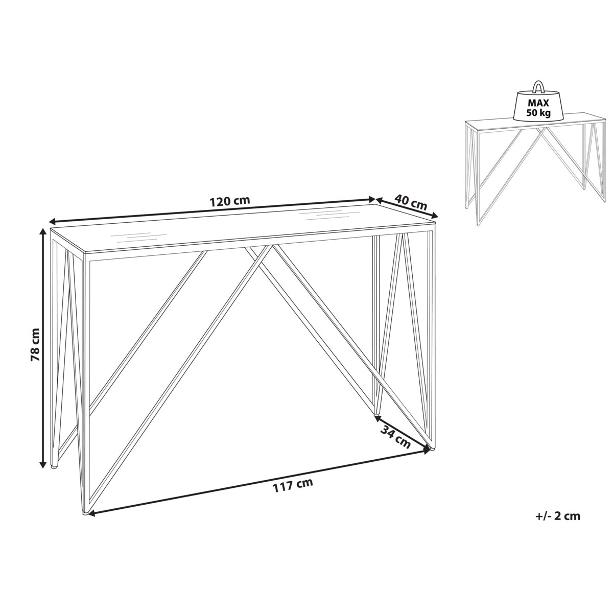 Konsola szklana złota WESO