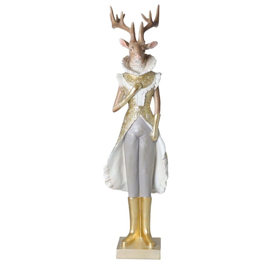 Figurka - pani renifer 62x21x17,5 cm RENIA w złotej sukience