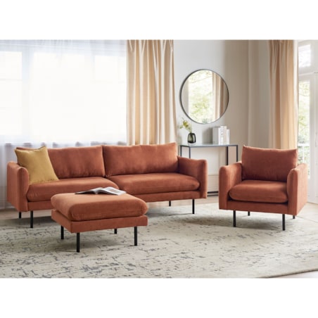 Zestaw wypoczynkowy z otomaną tapicerowany złoty brąz VINTERBRO